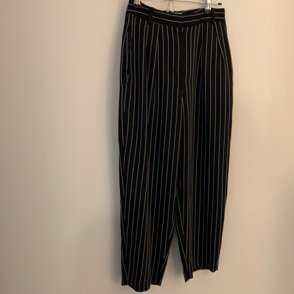 Aritzia black striped trousers